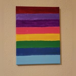 Vivid Stripes Art Acrylic Painting On Canvas Home Decor Room Decor Gift 9x12"